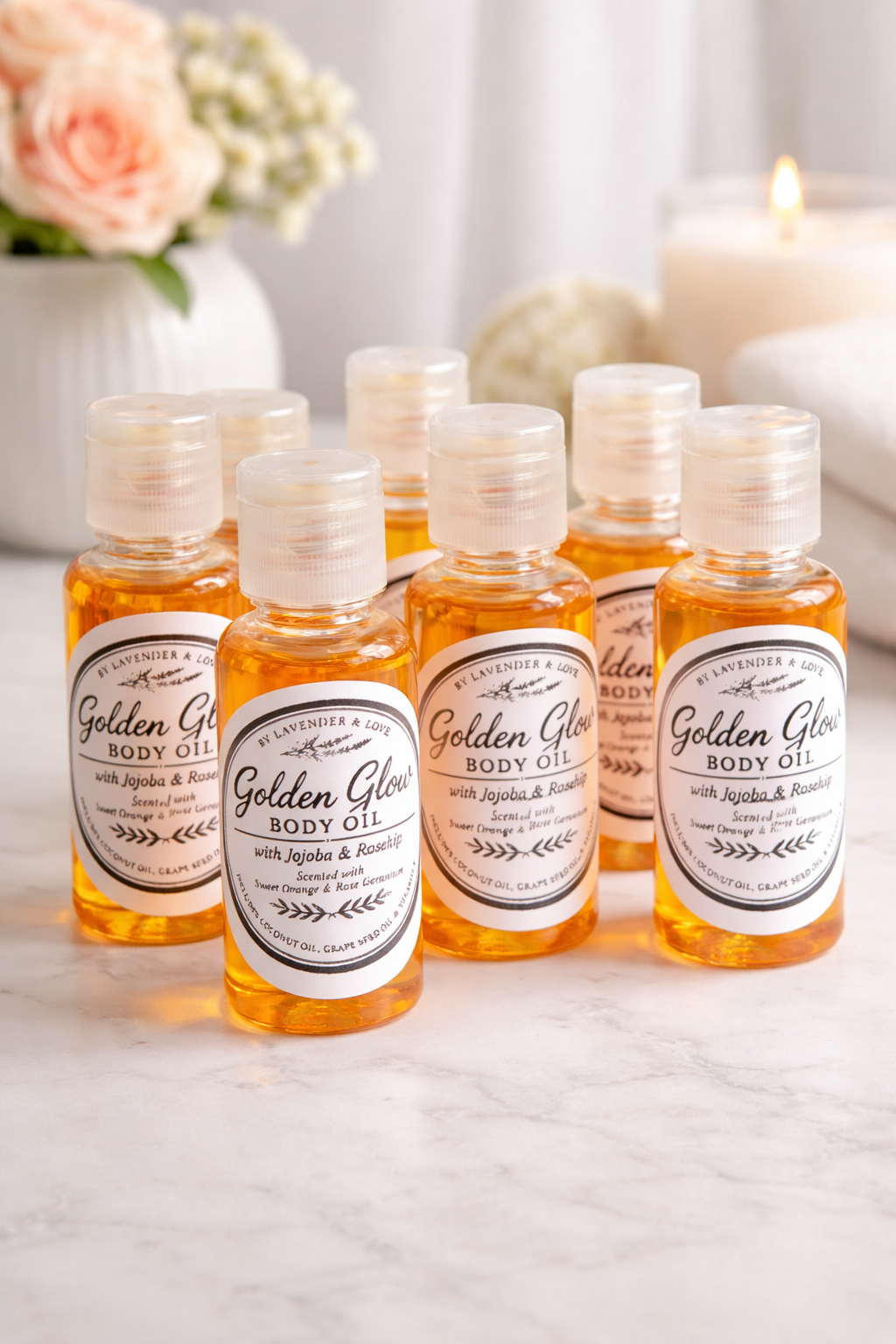 Body Oil- Golden Glow - Jojoba, Rosehip , sweet orange and rose geranium